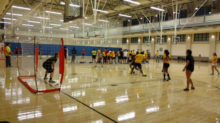 Yale’s first-ever IM indoor soccer tournament kicked off on February 7, here TC plays PC in an exciting matchup.